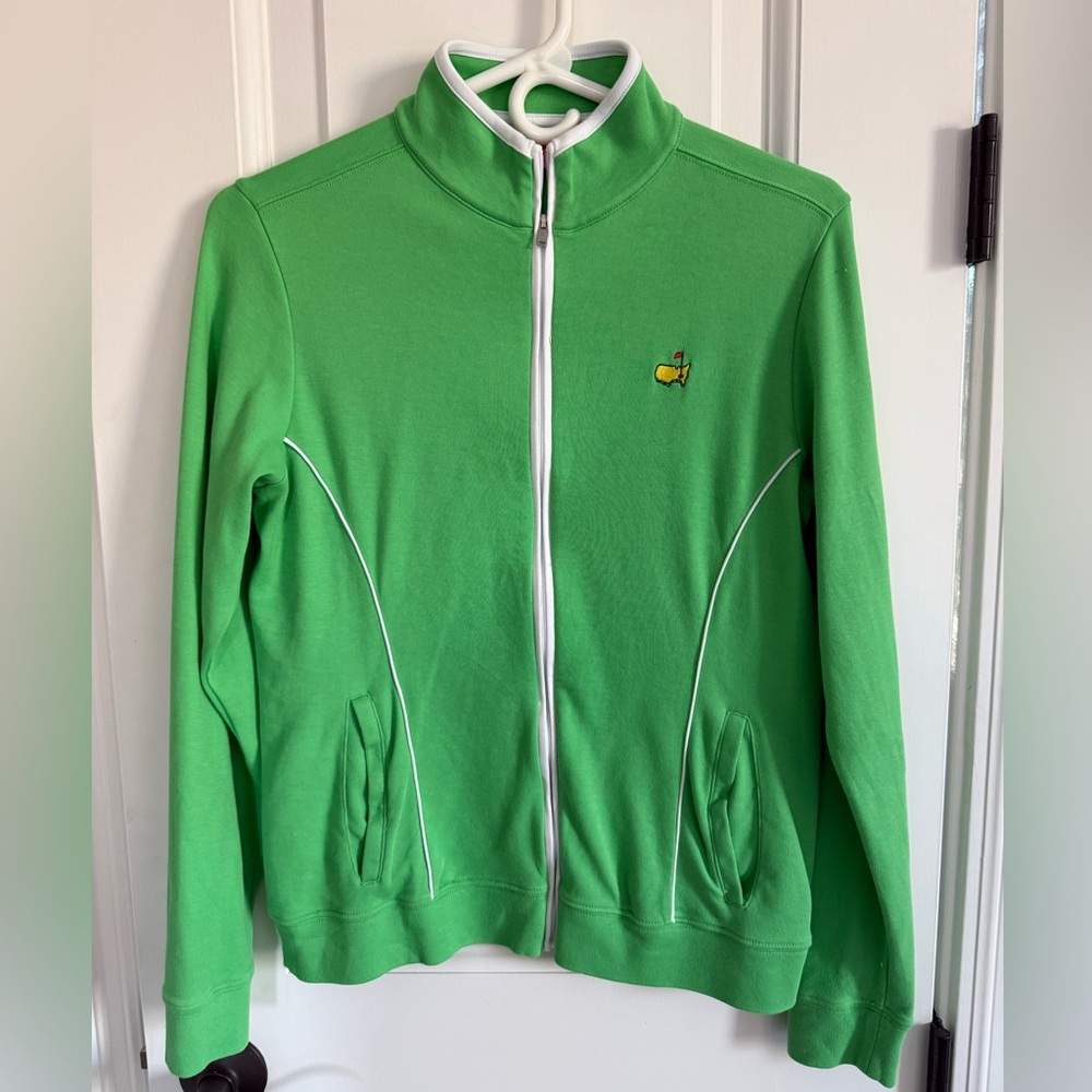 Masters Green Zip Up Jacket with White Accents